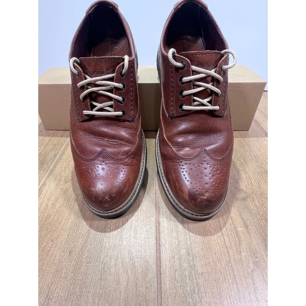 Timberland Earthkeepers Mens Brown Leather Wingtip Brogue Oxford Shoes 9743A 9.5